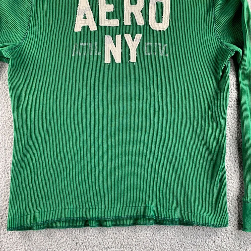 NEW Aeropostale T Shirt Mens 3XL Green Thermal Waffle Knit Pullover Heavyweight - Picture 5 of 16